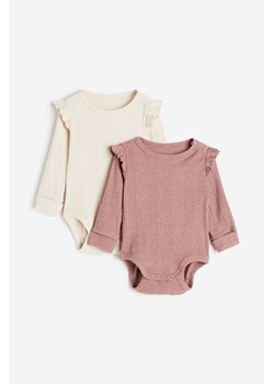 H & M - Body z regulacją rozmiaru 2-pak - Różowy ze sklepu H&M w kategorii Body niemowlęce - zdjęcie 163649723