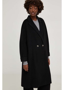 Answear Lab płaszcz wełniany kolor czarny przejściowy oversize bez podszewki ze sklepu ANSWEAR.com w kategorii Płaszcze damskie - zdjęcie 163652540