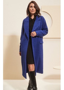 Długi dwurzędowy płaszcz w kolorze niebieskim 4205, Kolor niebieski, Rozmiar XL, Moodo ze sklepu Primodo w kategorii Płaszcze damskie - zdjęcie 163658851