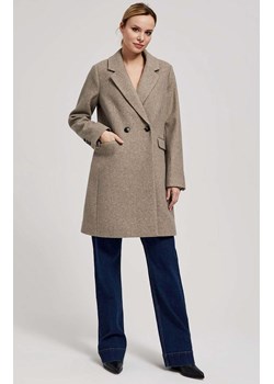 Dwurzędowy płaszcz z kieszeniami w kolorze beżowym 4207, Kolor beżowy, Rozmiar S, Moodo ze sklepu Primodo w kategorii Płaszcze damskie - zdjęcie 163658861