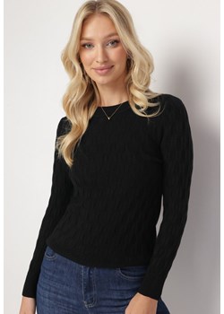 Czarny Klasyczny Sweter z Tłoczonym Zdobieniem Nainea ze sklepu Born2be Odzież w kategorii Swetry damskie - zdjęcie 163666200