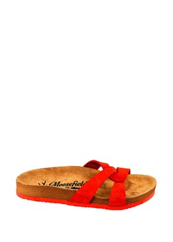 Moosefield Skórzane klapki w kolorze czerwonym ze sklepu Limango Polska w kategorii Klapki damskie - zdjęcie 163666434