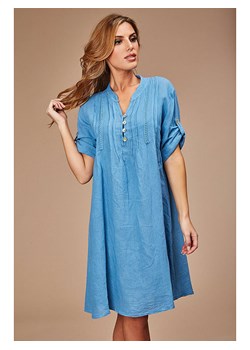 Le Monde du Lin Lniana sukienka w kolorze niebieskim ze sklepu Limango Polska w kategorii Sukienki - zdjęcie 163666460