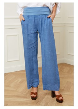 La Compagnie Du Lin Lniane spodnie &quot;Astrid&quot; w kolorze niebieskim ze sklepu Limango Polska w kategorii Spodnie damskie - zdjęcie 163669291