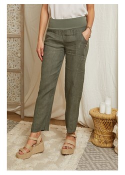 Lin Passion Lniane spodnie w kolorze khaki ze sklepu Limango Polska w kategorii Spodnie damskie - zdjęcie 163670034