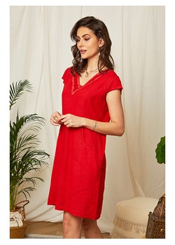 Lin Passion Lniana sukienka w kolorze czerwonym ze sklepu Limango Polska w kategorii Sukienki - zdjęcie 163670054