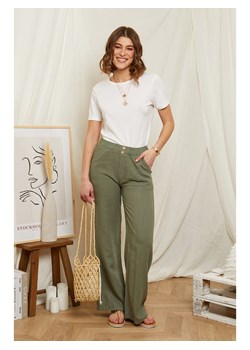 Rodier Lin Lniane spodnie w kolorze oliwkowym ze sklepu Limango Polska w kategorii Spodnie damskie - zdjęcie 163670701