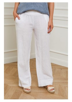 Curvy Lady Lniane spodnie &quot;Valencia&quot; w kolorze białym ze sklepu Limango Polska w kategorii Spodnie damskie - zdjęcie 163683862
