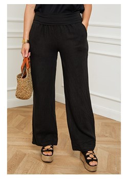 Curvy Lady Lniane spodnie &quot;Valencia&quot; w kolorze czarnym ze sklepu Limango Polska w kategorii Spodnie damskie - zdjęcie 163683872