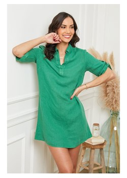 Le Monde du Lin Lniana sukienka w kolorze zielonym ze sklepu Limango Polska w kategorii Sukienki - zdjęcie 163686012