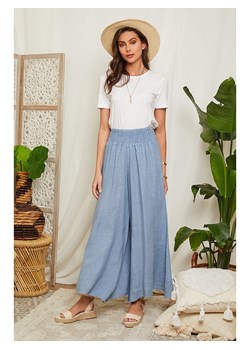 Lin Passion Lniane spodnie w kolorze błękitnym ze sklepu Limango Polska w kategorii Spodnie damskie - zdjęcie 163686434