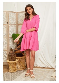 Lin Passion Lniana sukienka w kolorze różowym ze sklepu Limango Polska w kategorii Sukienki - zdjęcie 163686463