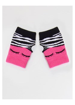 Denokids Ocieplacze &quot;Zebra&quot; w kolorze czarno-biało-różowym ze sklepu Limango Polska w kategorii Rękawiczki dziecięce - zdjęcie 163703873