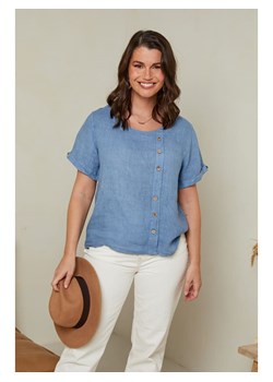 Curvy Lady Lniana koszulka w kolorze niebieskim ze sklepu Limango Polska w kategorii Bluzki damskie - zdjęcie 163750234