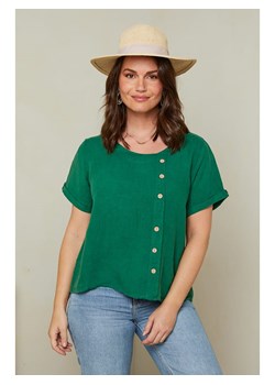Curvy Lady Lniana koszulka w kolorze zielonym ze sklepu Limango Polska w kategorii Bluzki damskie - zdjęcie 163750244
