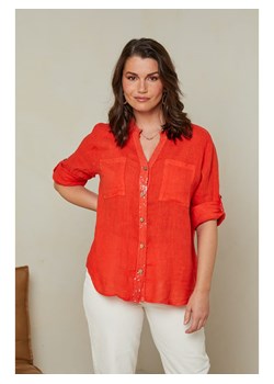 Curvy Lady Lniana bluzka w kolorze czerwonym ze sklepu Limango Polska w kategorii Koszule damskie - zdjęcie 163750321