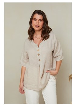 Curvy Lady Lniana bluzka w kolorze beżowym ze sklepu Limango Polska w kategorii Bluzki damskie - zdjęcie 163750383