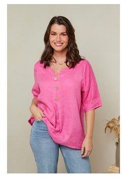 Curvy Lady Lniana bluzka w kolorze różowym ze sklepu Limango Polska w kategorii Koszule damskie - zdjęcie 163750393