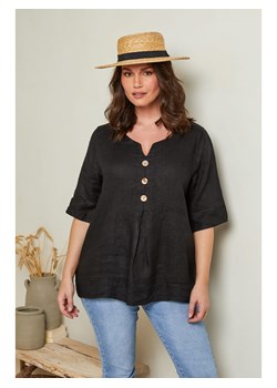 Curvy Lady Lniana bluzka w kolorze czarnym ze sklepu Limango Polska w kategorii Bluzki damskie - zdjęcie 163750403