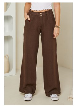 Rodier Lin Lniane spodnie w kolorze brązowym ze sklepu Limango Polska w kategorii Spodnie damskie - zdjęcie 163754203