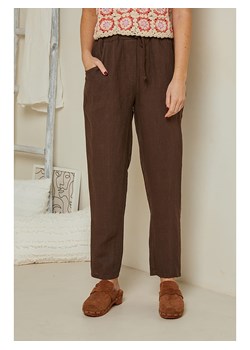 Rodier Lin Lniane spodnie w kolorze brązowym ze sklepu Limango Polska w kategorii Spodnie damskie - zdjęcie 163754282