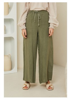 Rodier Lin Lniane spodnie w kolorze oliwkowym ze sklepu Limango Polska w kategorii Spodnie damskie - zdjęcie 163754292