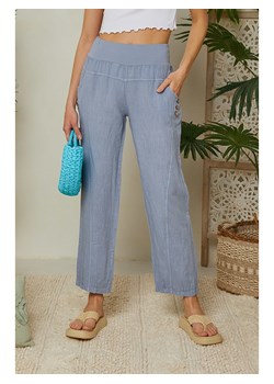 Lin Passion Lniane spodnie w kolorze niebieskoszarym ze sklepu Limango Polska w kategorii Spodnie damskie - zdjęcie 163763553