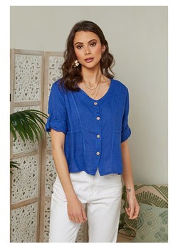 Lin Passion Lniana bluzka w kolorze niebieskim ze sklepu Limango Polska w kategorii Bluzki damskie - zdjęcie 163763571