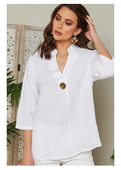 Lin Passion Lniana bluzka w kolorze białym ze sklepu Limango Polska w kategorii Bluzki damskie - zdjęcie 163763593