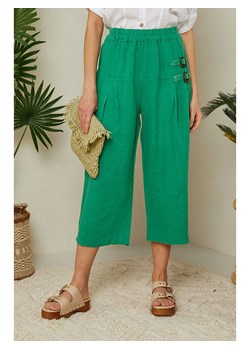 Lin Passion Lniane spodnie w kolorze zielonym ze sklepu Limango Polska w kategorii Spodnie damskie - zdjęcie 163763624