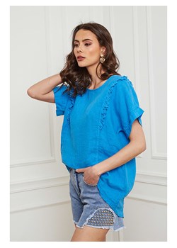 Fleur de Lin Lniana koszulka &quot;Killian&quot; w kolorze niebieskim ze sklepu Limango Polska w kategorii Bluzki damskie - zdjęcie 163775661