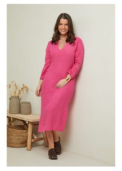 Curvy Lady Lniana sukienka w kolorze różowym ze sklepu Limango Polska w kategorii Sukienki - zdjęcie 163779904