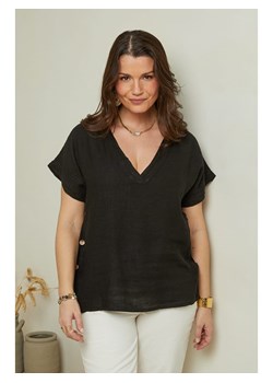 Curvy Lady Lniana koszulka w kolorze czarnym ze sklepu Limango Polska w kategorii Bluzki damskie - zdjęcie 163779980