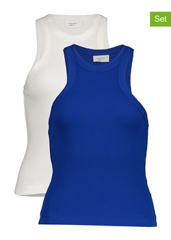 Gina Tricot Topy (2 szt.) w kolorze białym i niebieskim ze sklepu Limango Polska w kategorii Bluzki damskie - zdjęcie 163797793