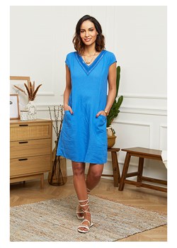 Le Monde du Lin Lniana sukienka w kolorze niebieskim ze sklepu Limango Polska w kategorii Sukienki - zdjęcie 163815572