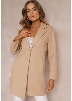 Beżowy Płaszcz Jednorzędowy Bulah ze sklepu Renee odzież w kategorii Płaszcze damskie - zdjęcie 163820270