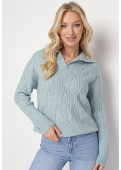 Miętowy Klasyczny Sweter w Ozdobny Splot Mulls ze sklepu Born2be Odzież w kategorii Swetry damskie - zdjęcie 163824604