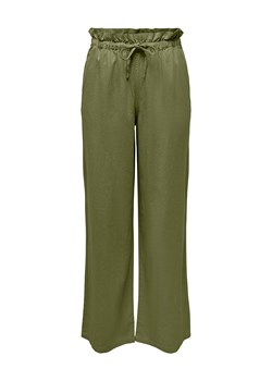 Güneşkızı Women's Green Linen Elastic Waist Pocket Wide Leg Loose