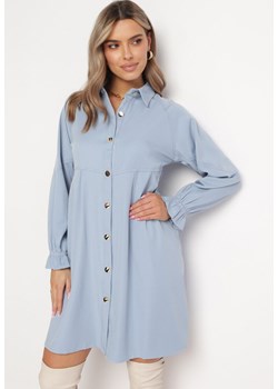 Niebieska Luźna Sukienka Koszulowa Momessa ze sklepu Born2be Odzież w kategorii Sukienki - zdjęcie 163833530
