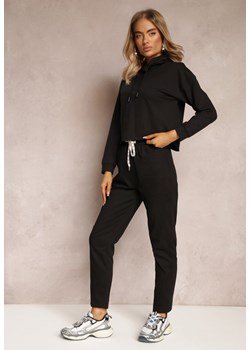 Czarne Bawełniane Spodnie Dresowe z Gumką w Talii Arnhill ze sklepu Renee odzież w kategorii Spodnie damskie - zdjęcie 163833781