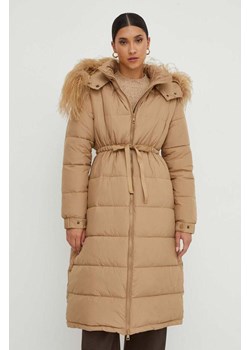 Twinset kurtka damska kolor beżowy zimowa ze sklepu ANSWEAR.com w kategorii Kurtki damskie - zdjęcie 163847723