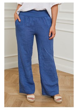 Curvy Lady Lniane spodnie &quot;Valencia&quot; w kolorze niebieskim ze sklepu Limango Polska w kategorii Spodnie damskie - zdjęcie 163854893