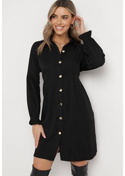 Czarna Luźna Sukienka Koszulowa Momessa ze sklepu Born2be Odzież w kategorii Sukienki - zdjęcie 163859110