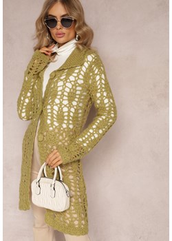 Zielony Luźny Kardigan Ażurowy na Guziki Sieneos ze sklepu Renee odzież w kategorii Swetry damskie - zdjęcie 163859514