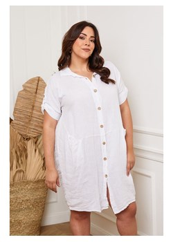 Plus Size Company Lniana sukienka &quot;Claudine&quot; w kolorze białym ze sklepu Limango Polska w kategorii Sukienki - zdjęcie 163861281