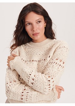 Reserved - Ażurowy sweter - kremowy ze sklepu Reserved w kategorii Swetry damskie - zdjęcie 163862511