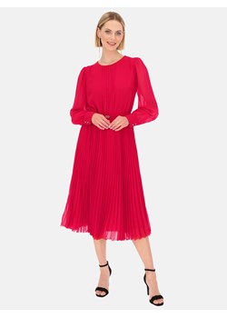 Czerwona elegancka sukienka z plisowanym dołem Potis & Verso Agnes ze sklepu Eye For Fashion w kategorii Sukienki - zdjęcie 163865450