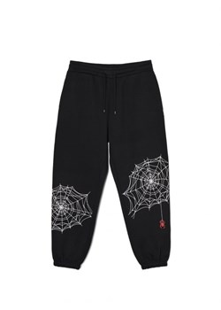 Cropp - Czarne dresowe joggery z motywem pajęczyn - czarny ze sklepu Cropp w kategorii Spodnie męskie - zdjęcie 163865512