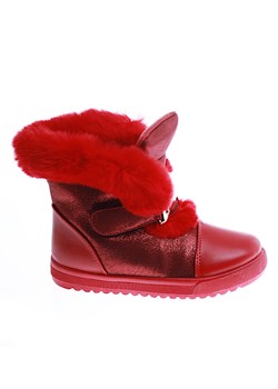 Czerwone dziewczęce trapery z futerkiem /G5-2 15037 T392/ ze sklepu Pantofelek24.pl w kategorii Buty zimowe dziecięce - zdjęcie 163865770