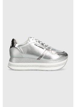 Karl Lagerfeld sneakersy skórzane VELOCITA MAX kolor srebrny KL64921 ze sklepu ANSWEAR.com w kategorii Buty sportowe damskie - zdjęcie 163875230